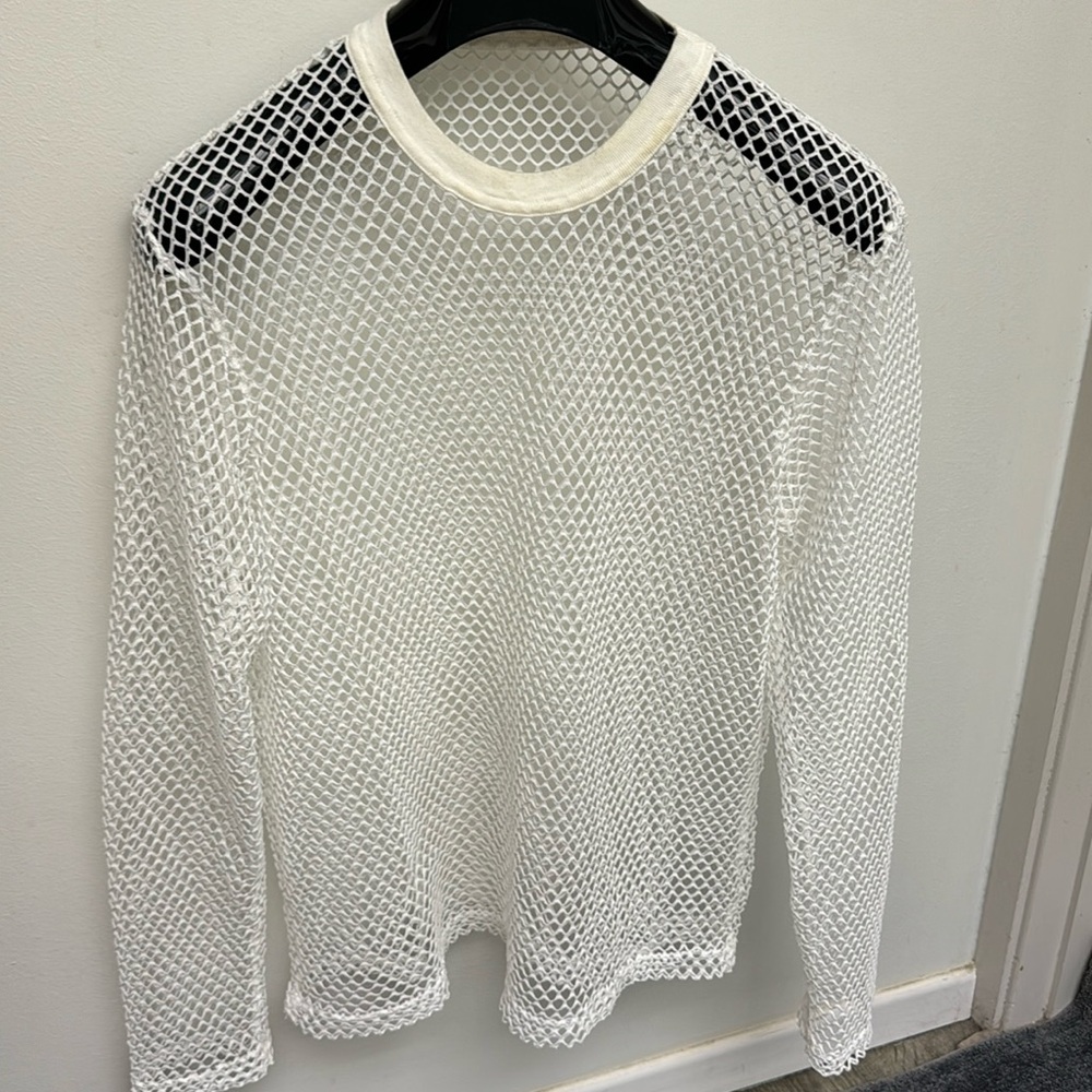 Vintage 1990s Japan Mesh long sleeve nylon mesh medium
